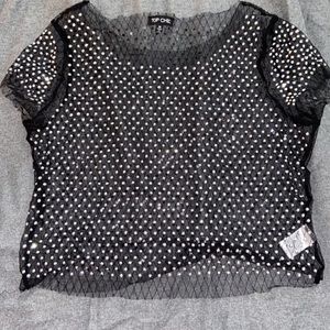 Mesh see through beaded top